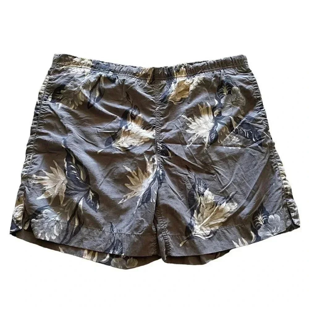 Nautica Gray Blue Men’s Floral Print Short Swimming Trunk Pants SZ S # 1053